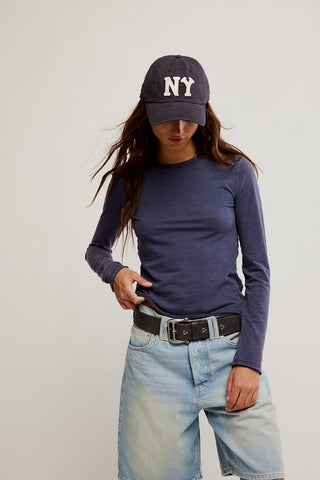 Free People Long Sleeve Nova Tee in Peacoat