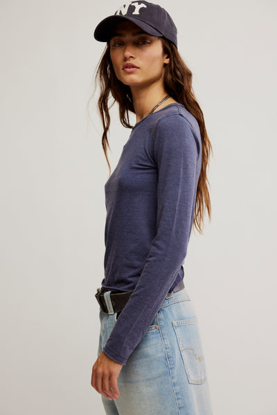 Free People Long Sleeve Nova Tee in Peacoat