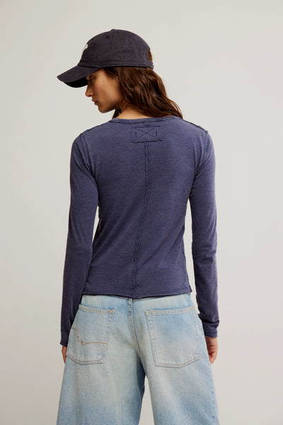 Free People Long Sleeve Nova Tee in Peacoat