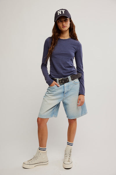 Free People Long Sleeve Nova Tee in Peacoat