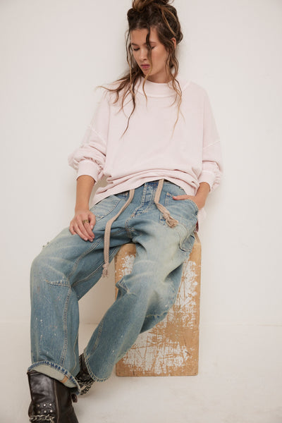 Free People Palm Springs Oversize Pullover Mauve Chalk