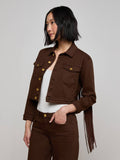 L'AGENCE Koda Crop Fringe Jean Jacket in Brown