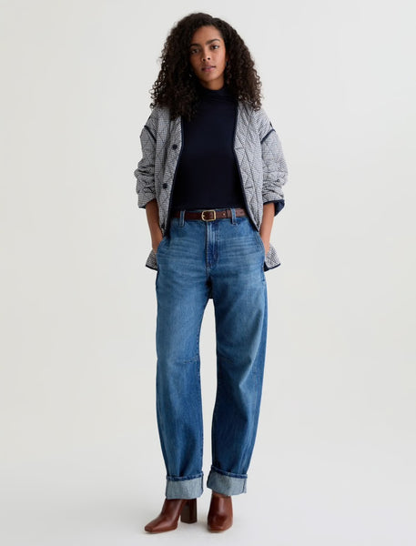 AG Mercer Cuffed High Rise Barrel Jean in Nouveau