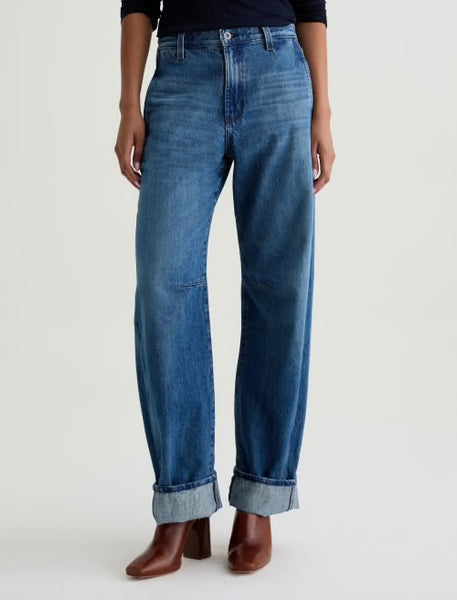 AG Mercer Cuffed High Rise Barrel Jean in Nouveau