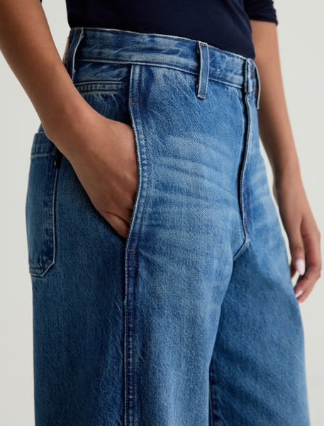 AG Mercer Cuffed High Rise Barrel Jean in Nouveau