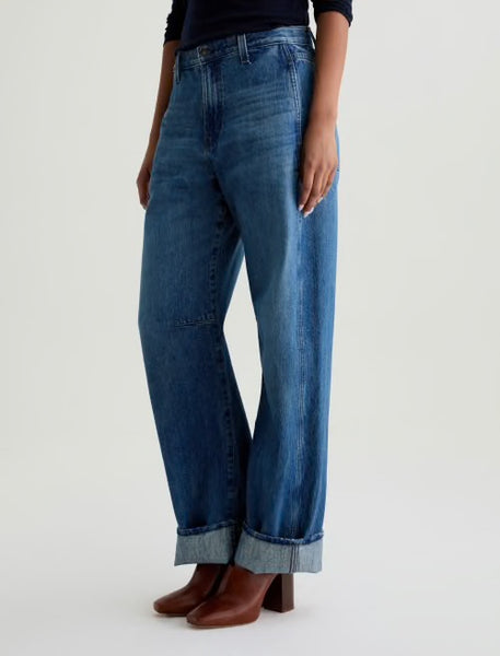 AG Mercer Cuffed High Rise Barrel Jean in Nouveau