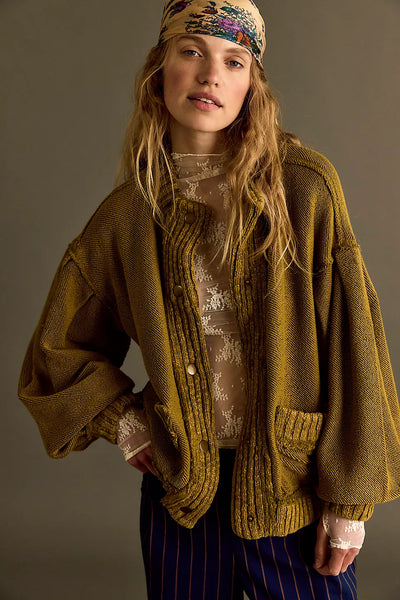 Free People Cute In This Cardi Cardigan in Fir Green
