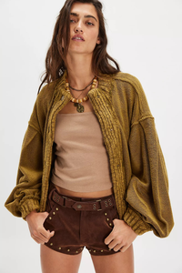 Free People Cute In This Cardi Cardigan in Fir Green