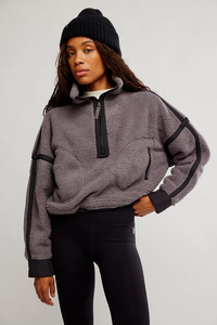 Free People Mountain High 1/2 Zip Fleece in Gunmetal Combo