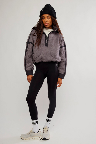 Free People Mountain High 1/2 Zip Fleece in Gunmetal Combo