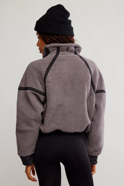 Free People Mountain High 1/2 Zip Fleece in Gunmetal Combo
