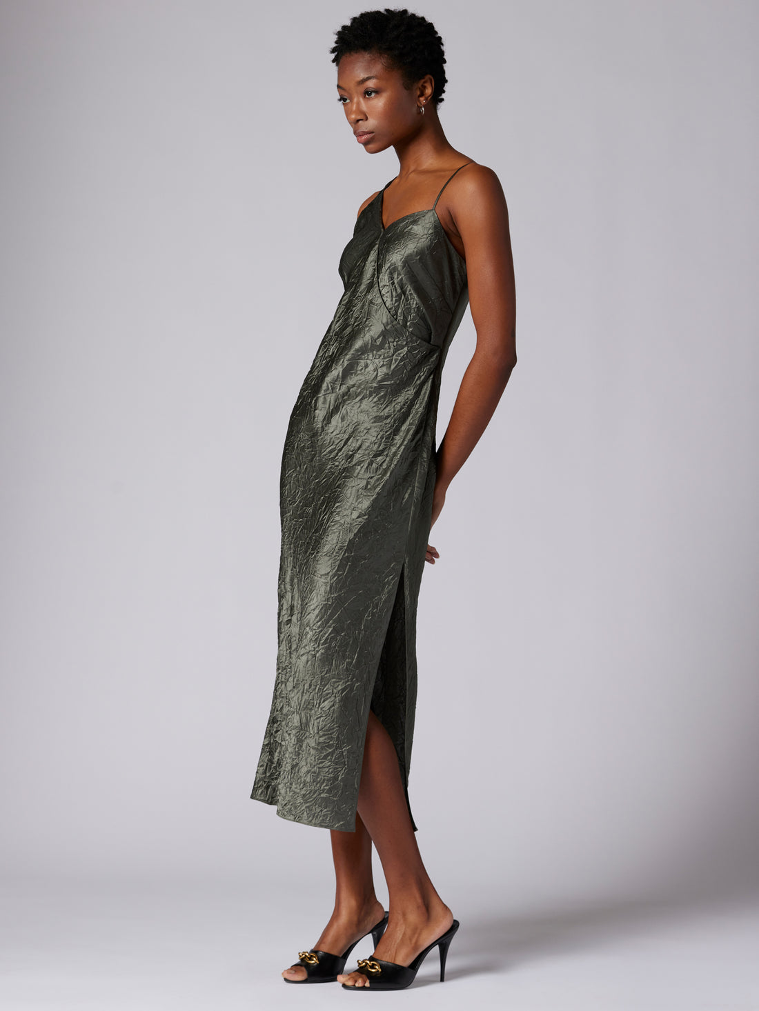 EQUIPMENT Aurore Crinkle Wrap dress CastorGrey