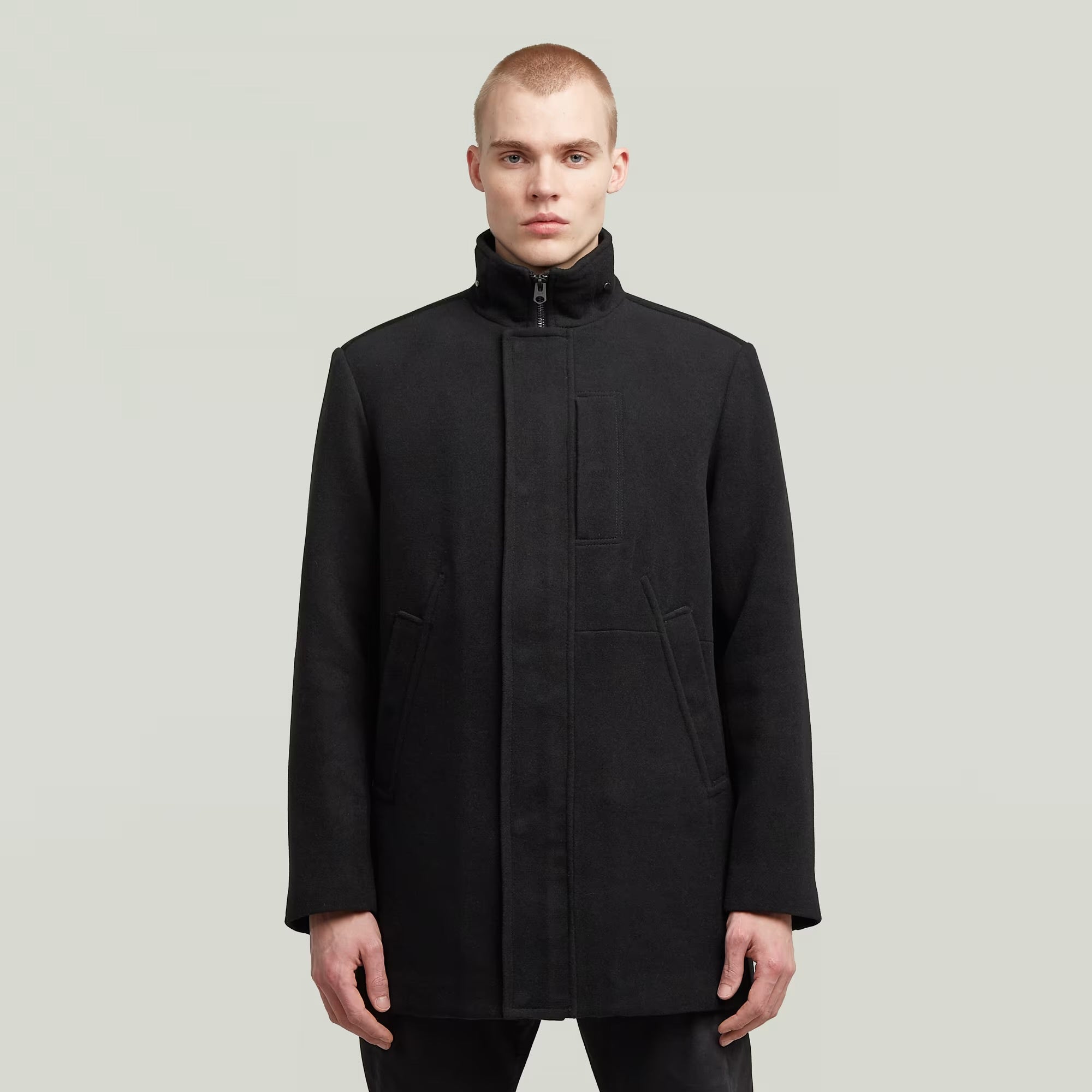 G-STAR Garber Elite Wool Trench in Dark Black