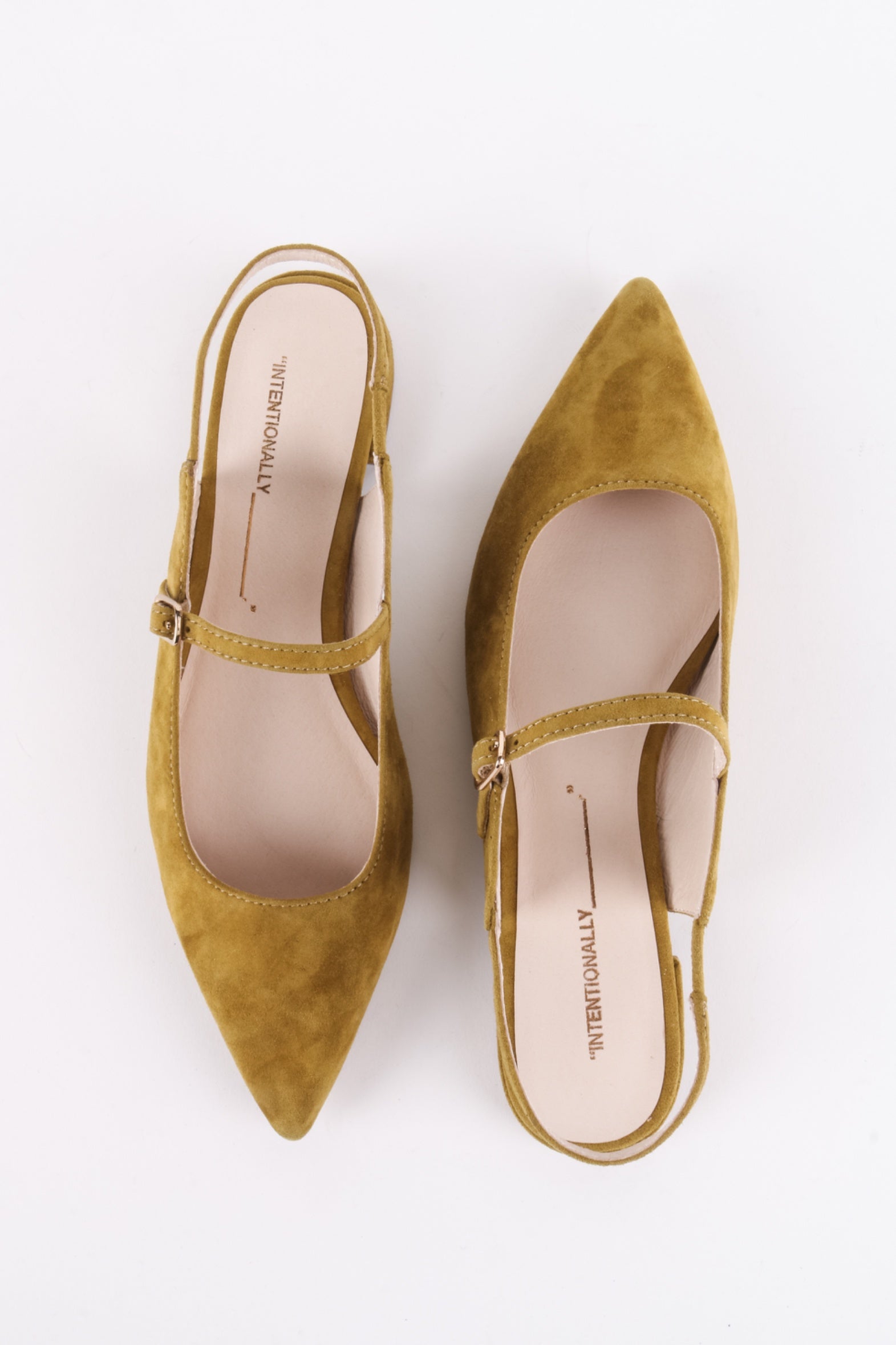 Intentionally Blank Escape Suede Flat in Cumin