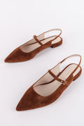 Intentionally Blank Escape Suede Flat in Cognac
