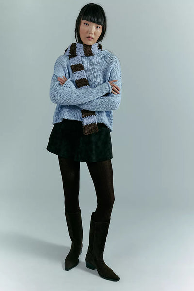 Free People Opal Rollneck Knit Sweater in Cashmere Blue