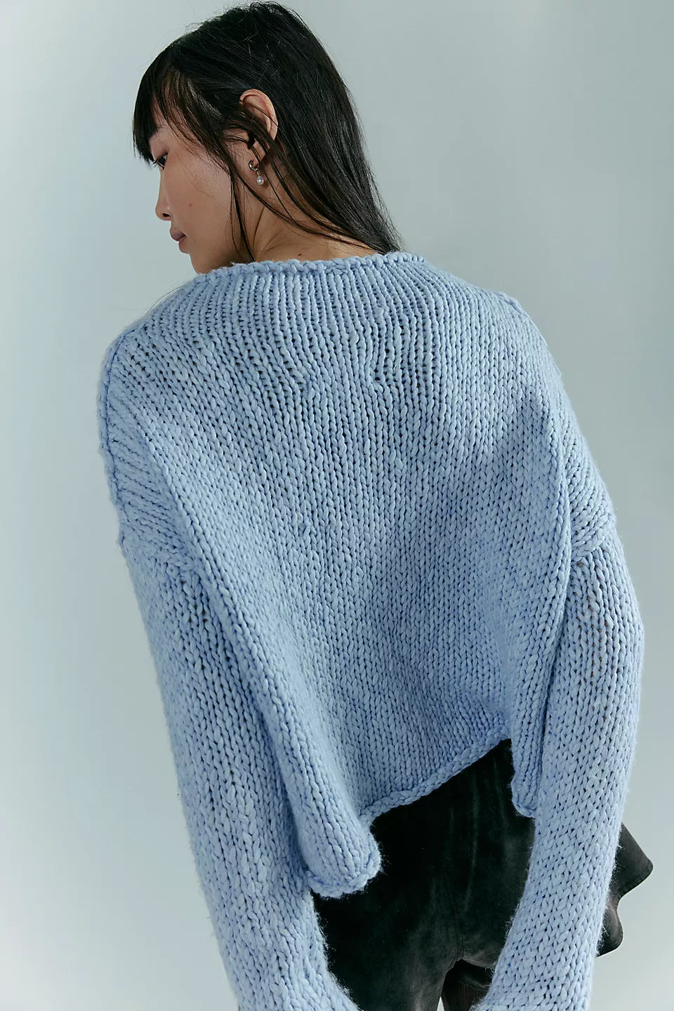 Free People Opal Rollneck Knit Sweater in Cashmere Blue