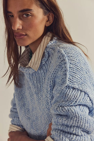 Free People Opal Rollneck Knit Sweater in Cashmere Blue