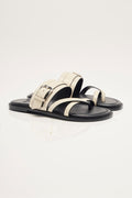 Free People Belted Cross Strap Sandal in Bone Leather