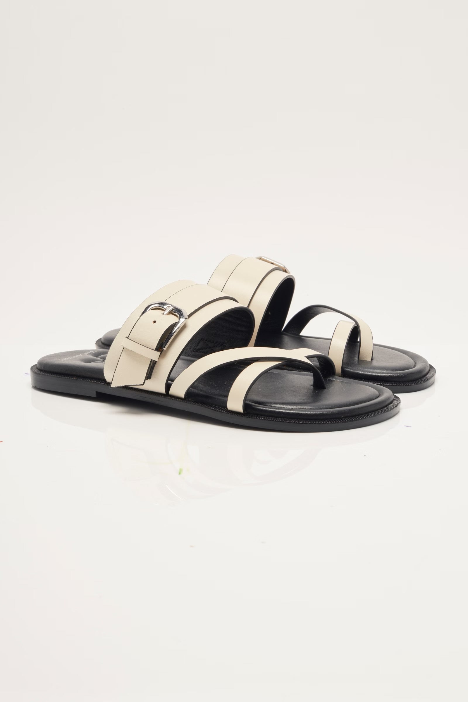 Free People Belted Cross Strap Sandal in Bone Leather