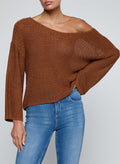 L'AGENCE Ethan Knit Pullover in Dark Carmel