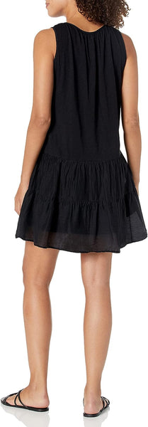 Velvet Paige Cotton Slub Mix Sleeveless Dress Black