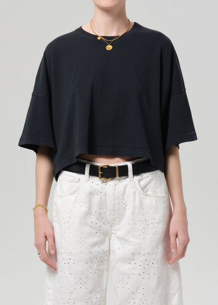 Citizens of Humanity Crop Cape Tee in Washed Black