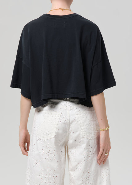 Citizens of Humanity Crop Cape Tee in Washed Black