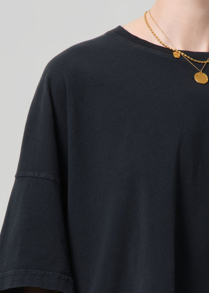Citizens of Humanity Crop Cape Tee in Washed Black