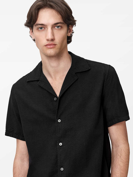 John Varvatos DAN SS Camp Shirt in Black