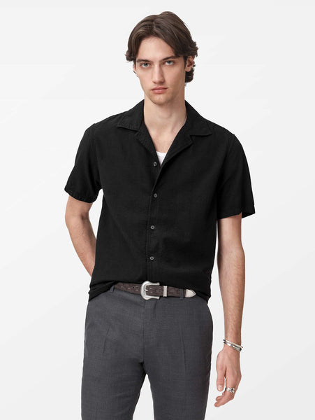 John Varvatos DAN SS Camp Shirt in Black