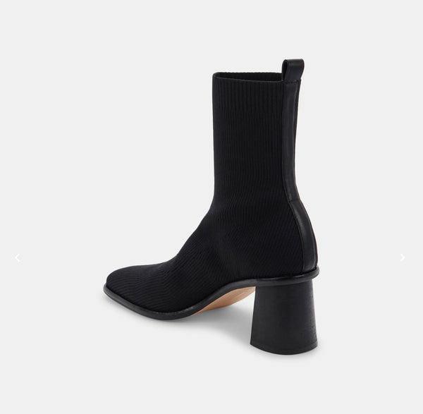 Dolce Vita Alaya Ribbed Pull-On Ankle Boot in Black