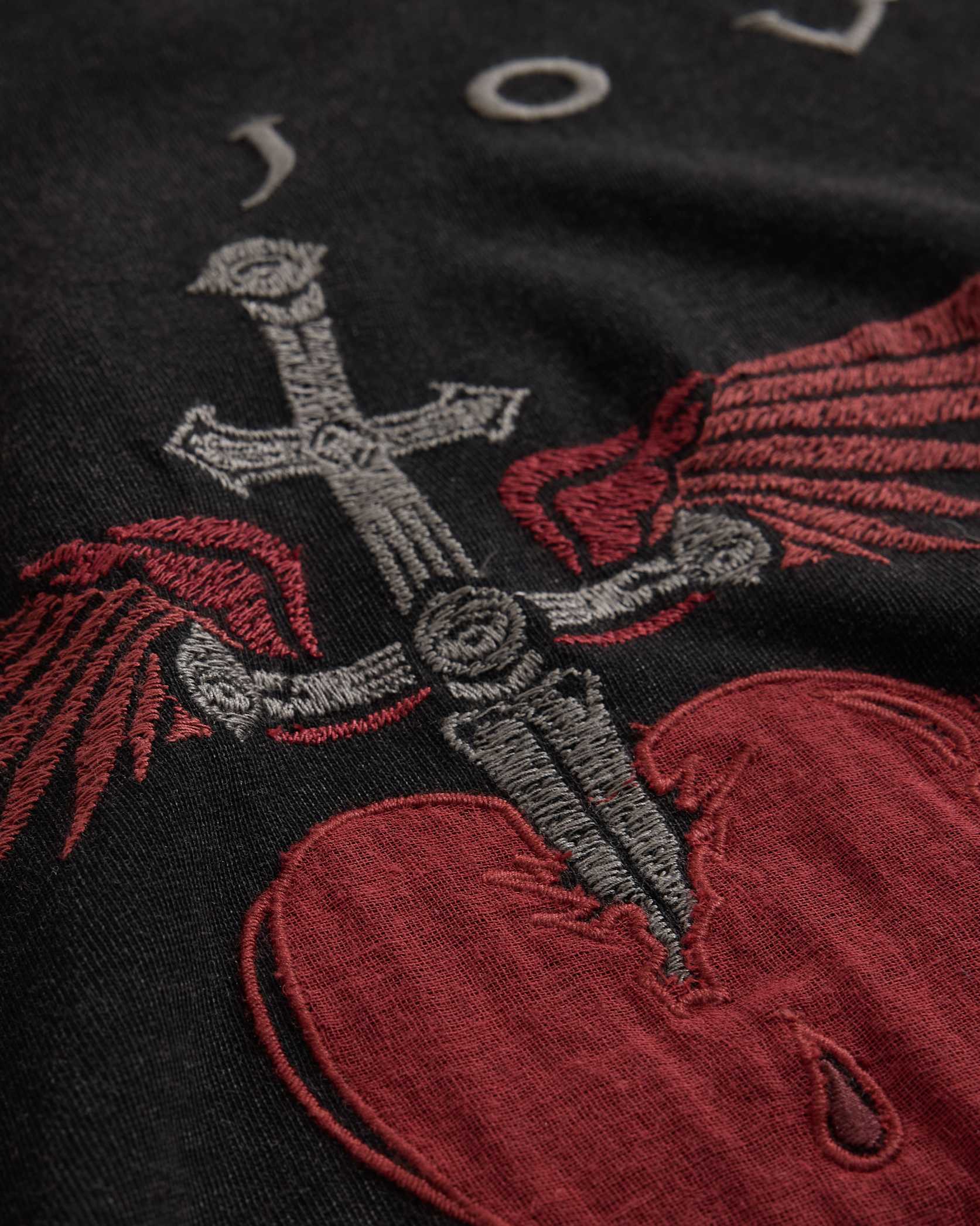 John Varvatos BON JOVI Heart and Dagger Embroidered Tee - Black