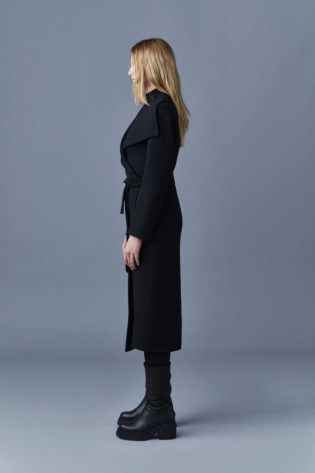 Mackage Mai-CN Light Wool Wrap Coat Black