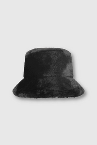 RINO & PELLE Arcade Faux Fur Bucket Hat in Black