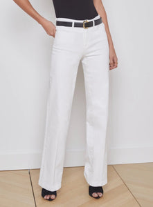 L'AGENCE Clayton High rise Wide Leg Pants in Blanc