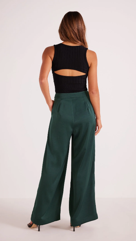 Mink Pink Erin Wide Leg Pants in Emerald Green