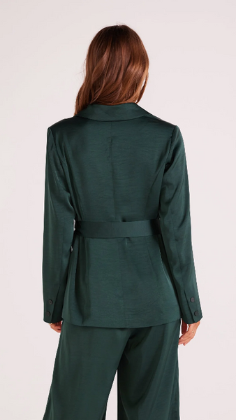 Mink Pink Erin Belted Blazer in Emerald Green