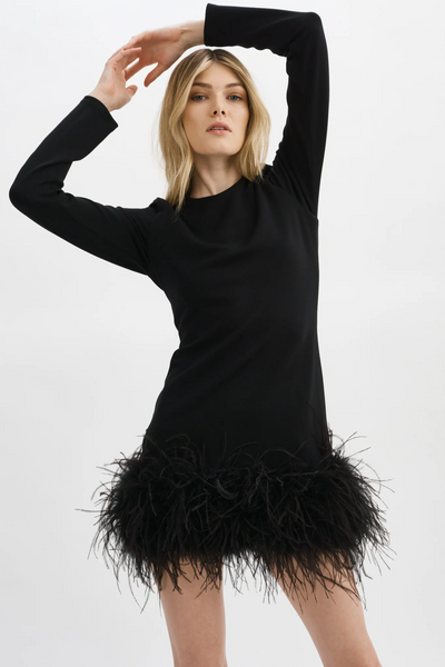 LaMarque Bahira Knit Dress with Feathers in Black