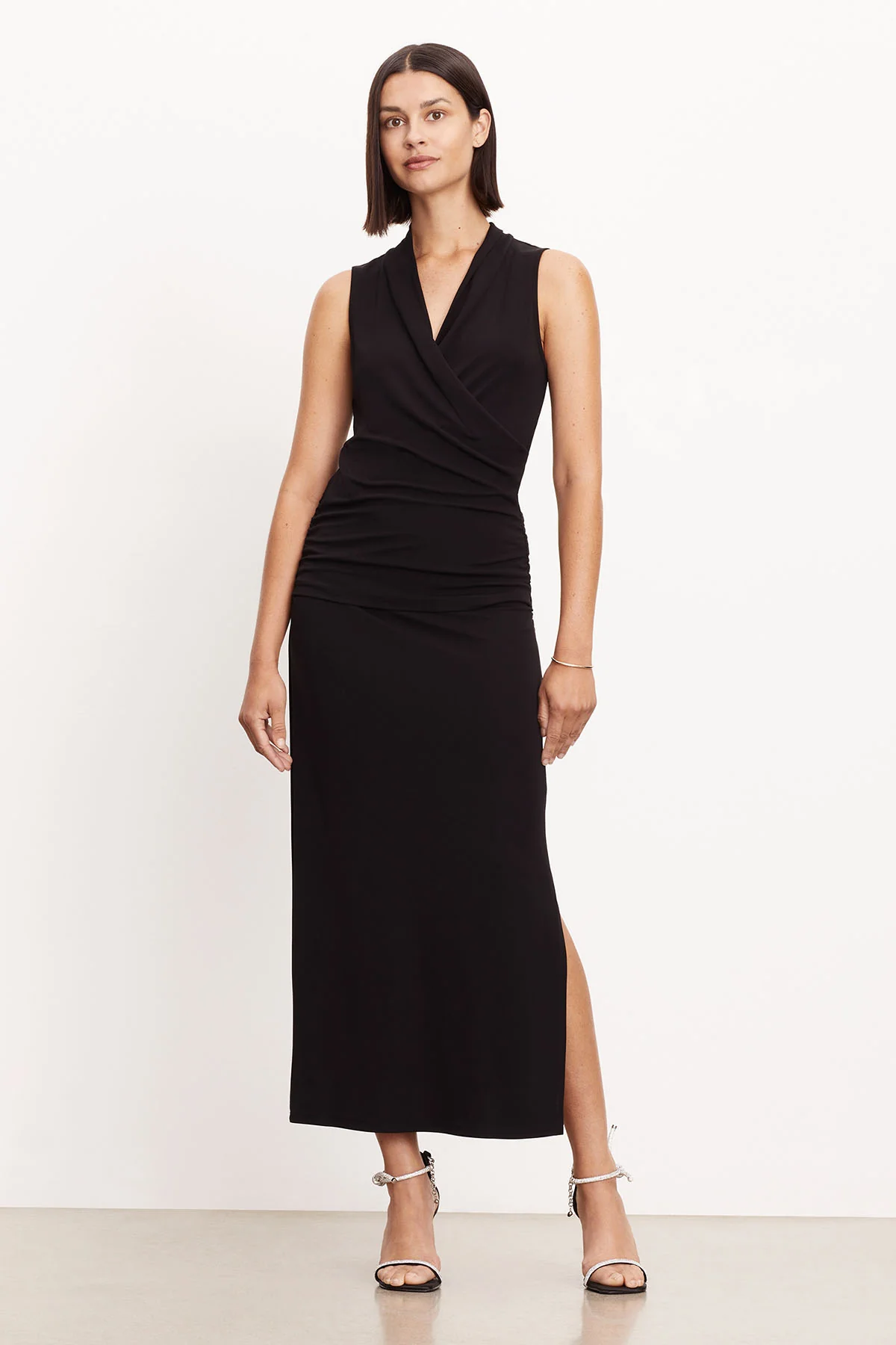 Velvet Hilton Matte Jersey Midi Skirt in Black