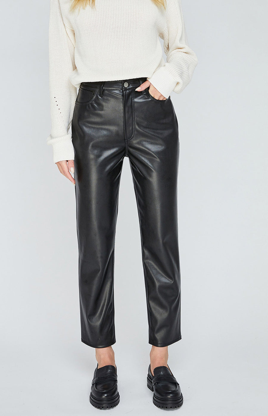 Gentle Fawn Carter Brushed Back Leatherette Pant Black