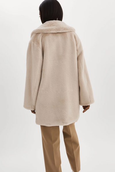 LAMARQUE Linnea Faux Fur Coat in Oat