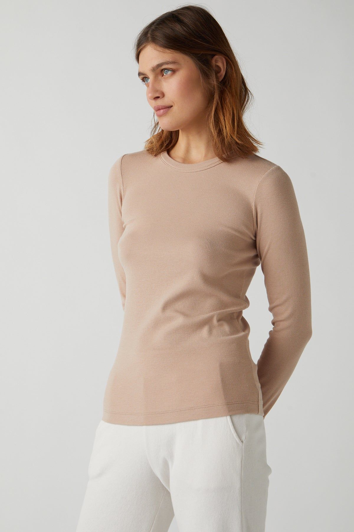 Velvet JG Camino Modal Rib Long Sleeve in Nude