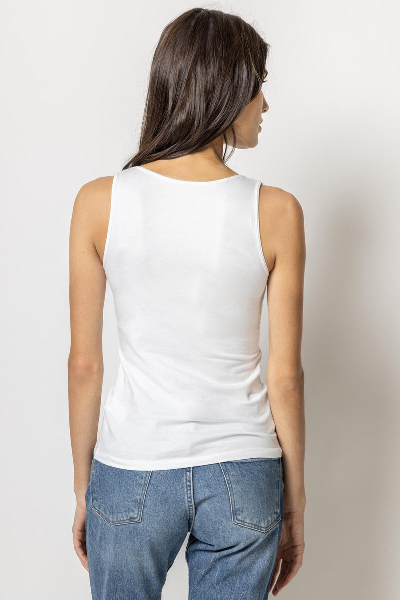 Lilla P Pima Modal and Spandex Scoop Tank in White