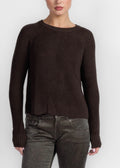 Autumn Cashmere Scallop Shaker Sweater in Pumpernickel