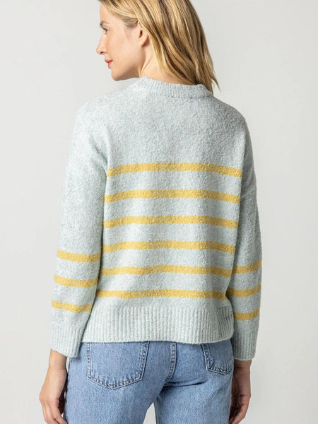 Lilla P Easy Striped Pullover Sweater in Iceberg