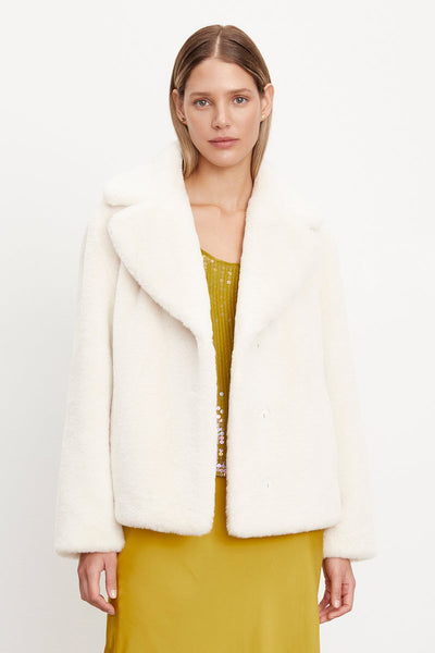 Velvet Raquel Lux Fur Jacket in Offwhite
