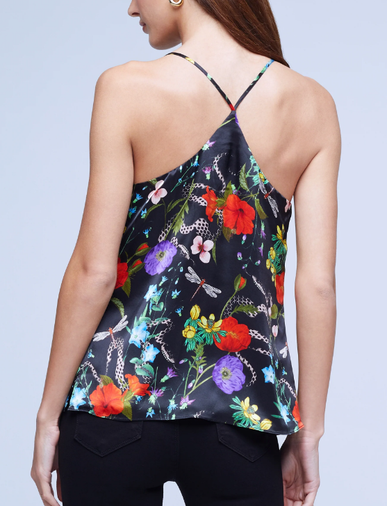 L'AGENCE Kylee Racer Tank in Black Multi Botanical