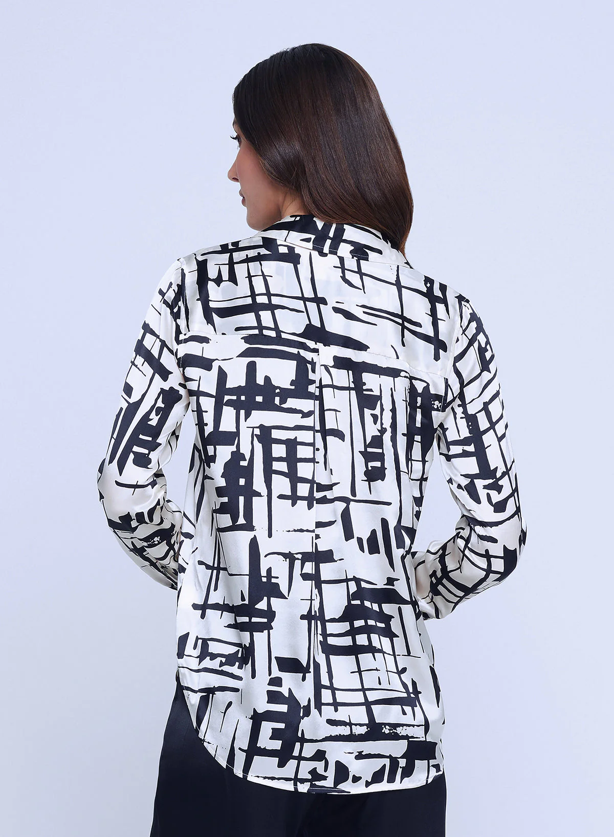 L'AGENCE Tyler L/S Blouse in Ivory Black Sketch