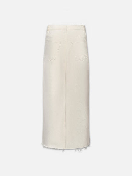 FRAME The Midaxi Front Slit Denim Midi Skirt in Ecru